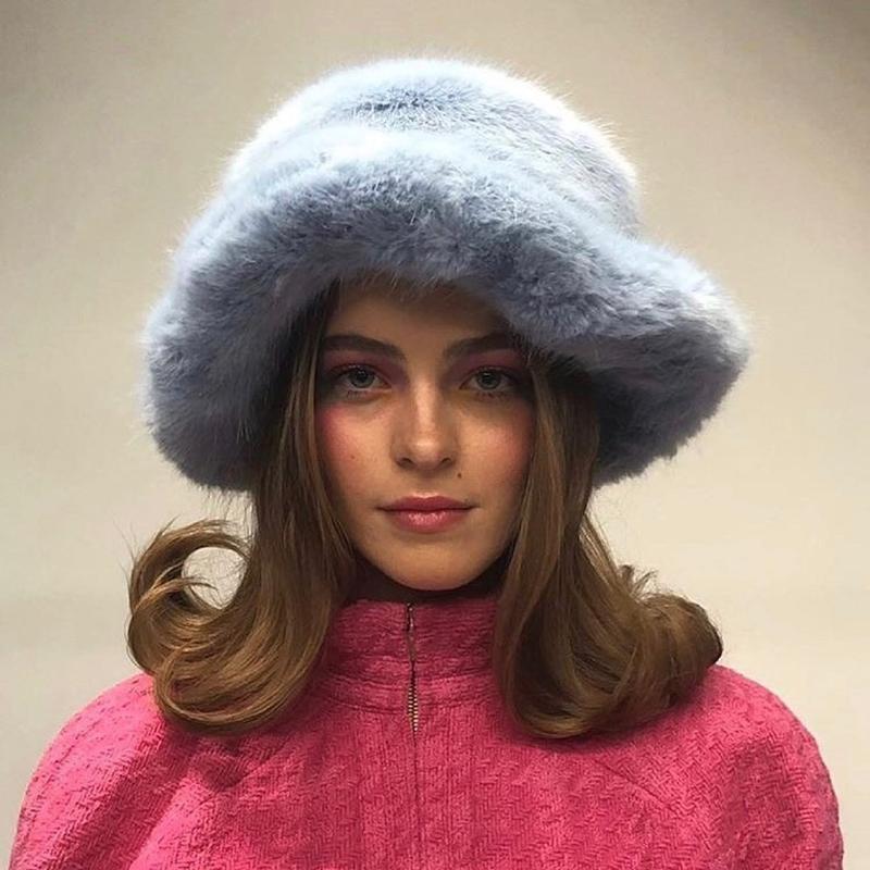 Berets Winter Fur Bucket Hats For Women Outdoor Warm Hat Soft Fleece Fisherman Cap Korean Fashion Chic Lady Panama Caps, Blue;gray
Berets Winter Fur Bucket Hats For Women Outdoor Warm Hat Soft Fleece Fisherman Cap Korean Fashion Chic Lady Panama Caps, Blue;gray