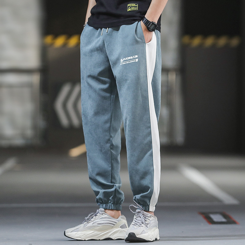 Mens Casual Pants Warm Sweatpants Joggers Striped Pants Gyms Clothing Plus Size Fashion Bottoms High Street Ankle-Length Pants 201130