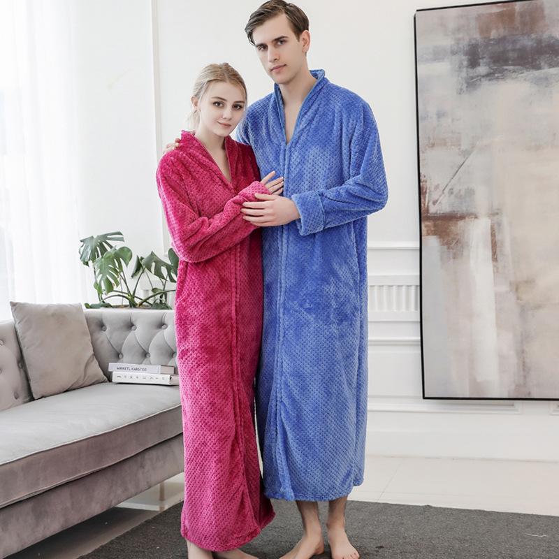 V-neck Lovers' Kimono Bathrobe Gown With Zipper Winter New Warm Robe Sleepwear Comfortable Sexy Loose Home Clothing Negligee, Black nightgown
V-neck Lovers' Kimono Bathrobe Gown With Zipper Winter New Warm Robe Sleepwear Comfortable Sexy Loose Home Clothing Negligee, Black nightgown