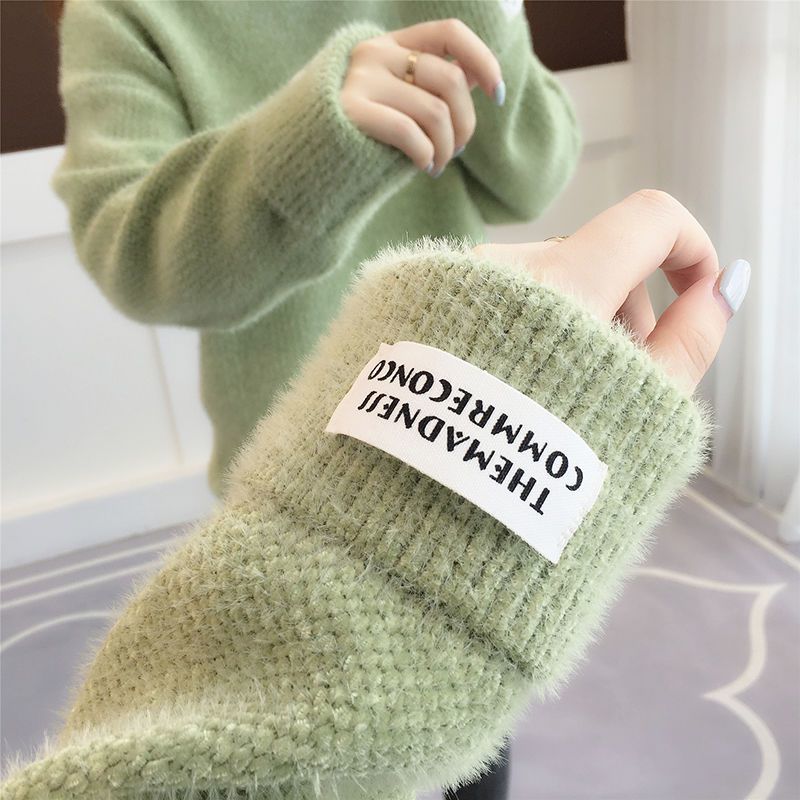 Winter White Sweater Women Casual Loose Thick Sweaters Lady Turtleneck Solid Color Simple Knit Pullover Top 201222