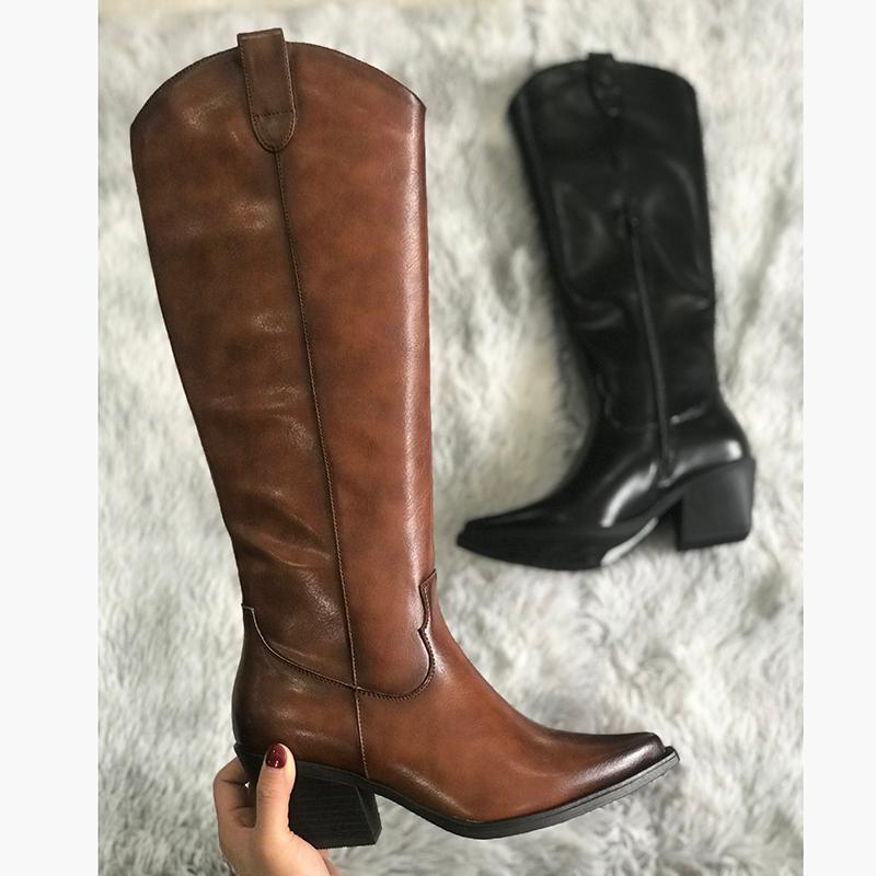 2020 New factory direct sale high quality pointed toe high knee shoes fashion low heel women boots, Brown
2020 New factory direct sale high quality pointed toe high knee shoes fashion low heel women boots, Brown