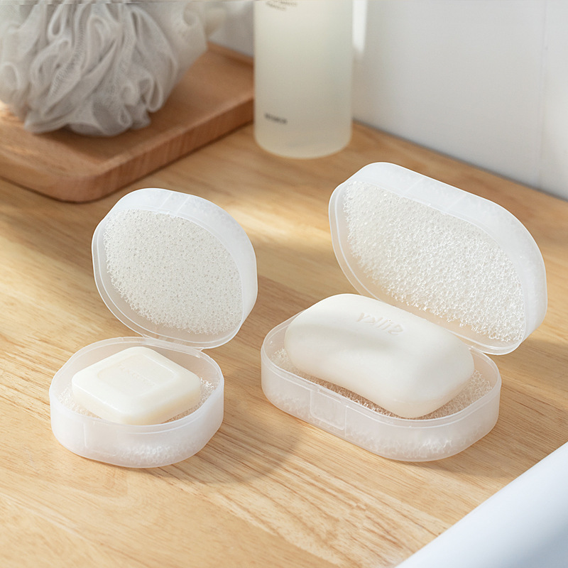 frosted transparent soap rack with cover, portable soap box with absorbent sponge for draining travel
frosted transparent soap rack with cover, portable soap box with absorbent sponge for draining travel