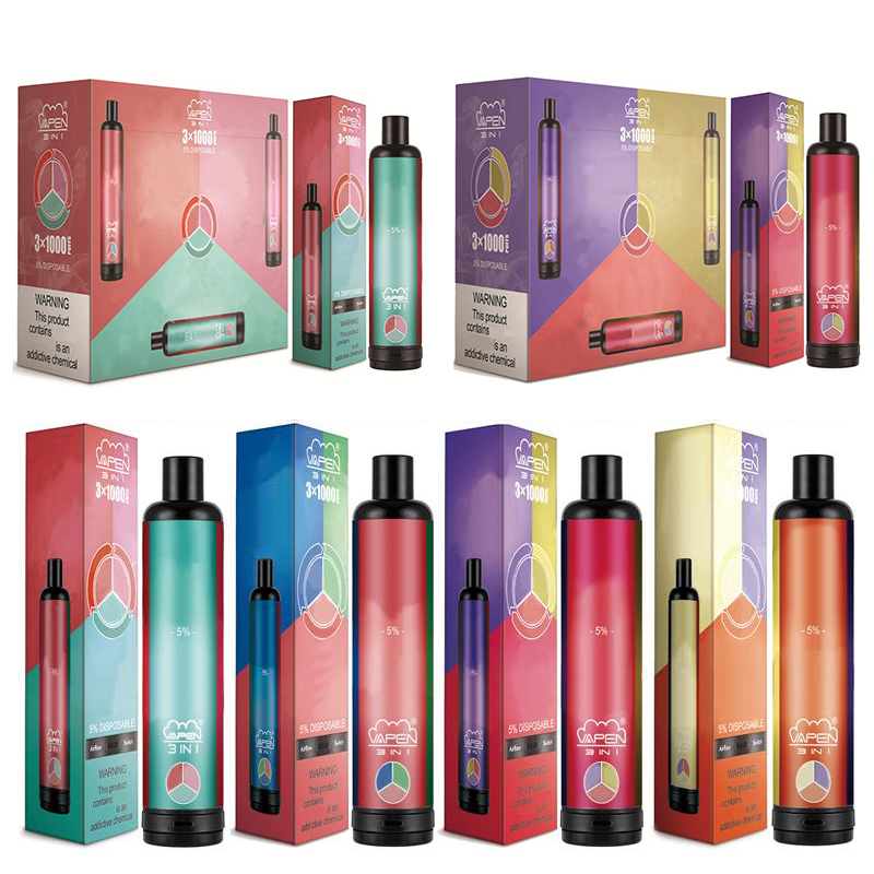 Authentic Vapen 3 in 1 Disposable E cigarettes 3000 Puffs Vape Pen 3*3.2ml Pre-Filled Capacity Airflow System Portable 1400mAh Battery Vaporizer macro plus xxl bang
Authentic Vapen 3 in 1 Disposable E cigarettes 3000 Puffs Vape Pen 3*3.2ml Pre-Filled Capacity Airflow System Portable 1400mAh Battery Vaporizer macro plus xxl bang
