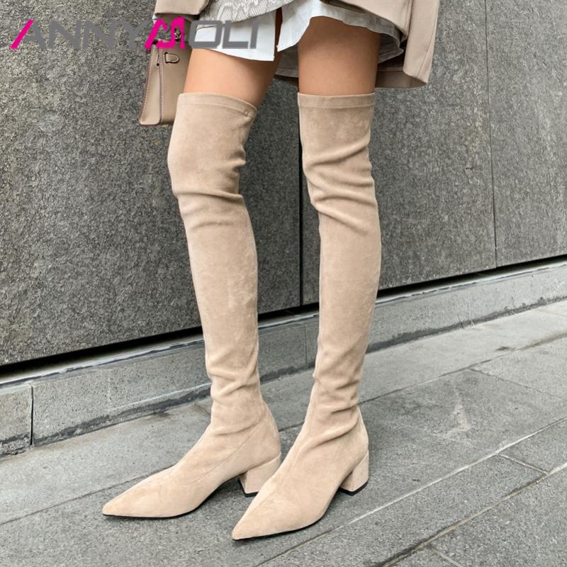 ANNYMOLI Women Over The Knee Boots Shoes Pointed Toe Block Heels Stretch Boots Slip On High Heel Lady Long Autumn Winter, Black synthetic lin
ANNYMOLI Women Over The Knee Boots Shoes Pointed Toe Block Heels Stretch Boots Slip On High Heel Lady Long Autumn Winter, Black synthetic lin