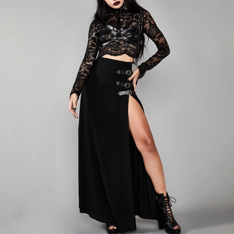 Imily Bela Gothic Long Split Skirt Women Sexy Side Slit High Waist Straight Skirts Femme Balck Ankle Length Faldas Streetwear Y200326, Black
Imily Bela Gothic Long Split Skirt Women Sexy Side Slit High Waist Straight Skirts Femme Balck Ankle Length Faldas Streetwear Y200326, Black