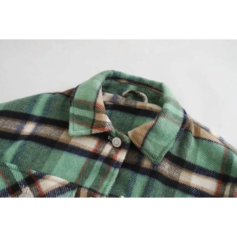 women winter coat Fashion green Plaid jacket women casual coats Streetwear thick Oversized jacket female outwear 201112