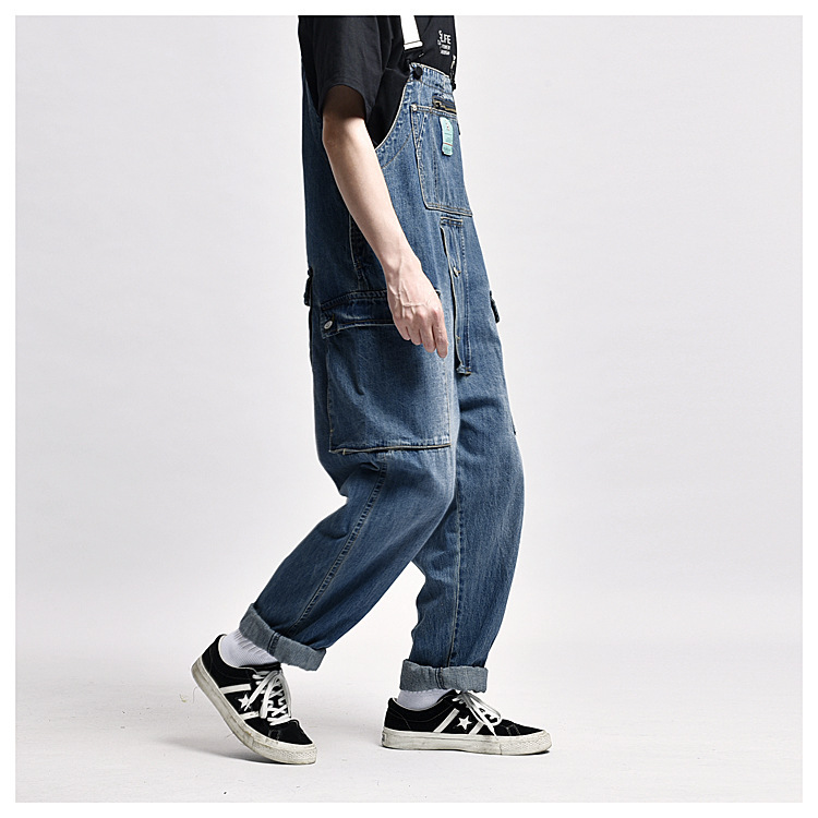 Washed and Worn Blue Denim Suspender Pants Mens Fashion Brand Cargo Multi-Pocket Suspenders Worker Jumpsuit Trousers, Indigo
Washed and Worn Blue Denim Suspender Pants Mens Fashion Brand Cargo Multi-Pocket Suspenders Worker Jumpsuit Trousers, Indigo