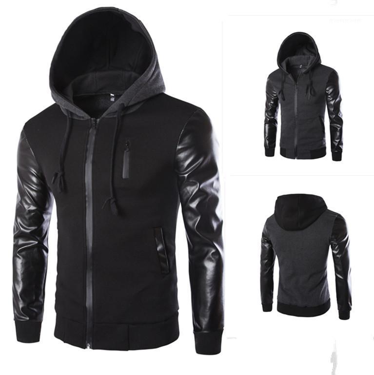 Autumn Casual Jacket Men Hooded Jacket And Coat PU Leather Sleeve Slim Outerwear Coat Men Leisure Zipper Sportwear1, Black
Autumn Casual Jacket Men Hooded Jacket And Coat PU Leather Sleeve Slim Outerwear Coat Men Leisure Zipper Sportwear1, Black