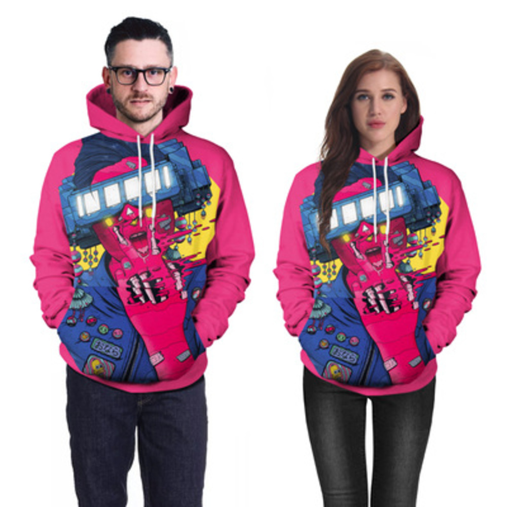 European and American street creative characters graffiti printed hooded sweater, Black
European and American street creative characters graffiti printed hooded sweater, Black