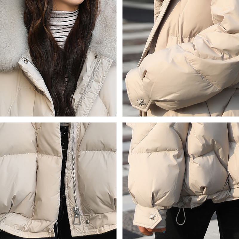 KMVEXO 2020 Women Winter Parkas Short Solid Hooded Female Jacket Plus Size Loose Cotton Padded With Big Fur Casual Coat Ladies T200902