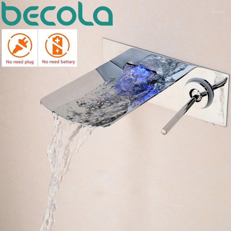 BECOLA Free shippin LED brass wall chrome Waterfall Dual Hole Basin Faucet Bathroom Single Handle Tub Sink Mixer Taps with 90131
BECOLA Free shippin LED brass wall chrome Waterfall Dual Hole Basin Faucet Bathroom Single Handle Tub Sink Mixer Taps with 90131