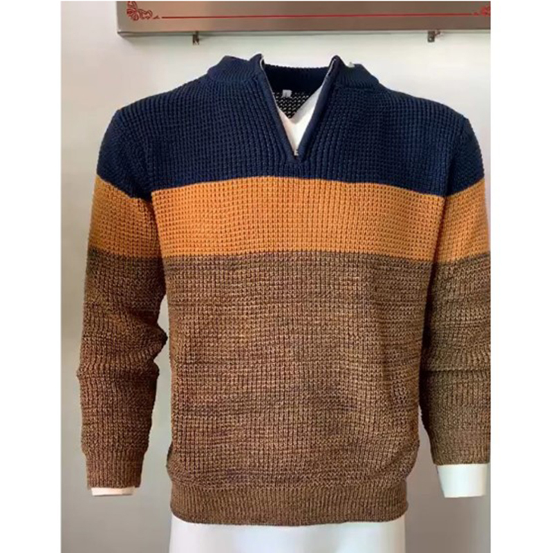 Sweater Men Clothes Color Block Fashion Man Slim Plus Size Knitted Pullover Long Sleeve Top Autumn Winter Mens Sweaters Knit 201203