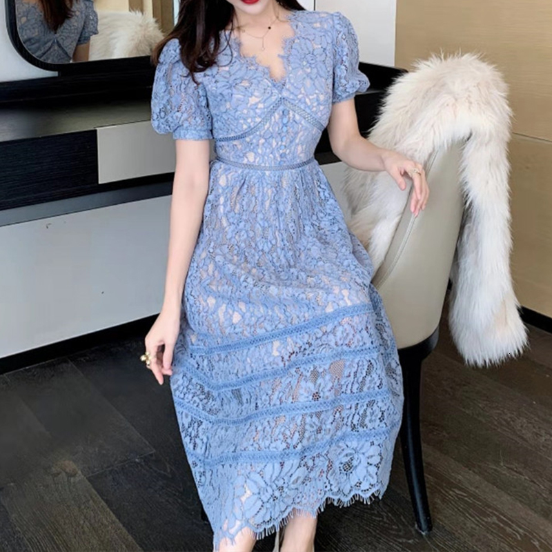 2021 New Elegant Lace Gowns for Woman Short Sleeve with White-blue Cleavage of the Vintage Bridesmaid Dress Mujer High Female Waist Ox70
2021 New Elegant Lace Gowns for Woman Short Sleeve with White-blue Cleavage of the Vintage Bridesmaid Dress Mujer High Female Waist Ox70