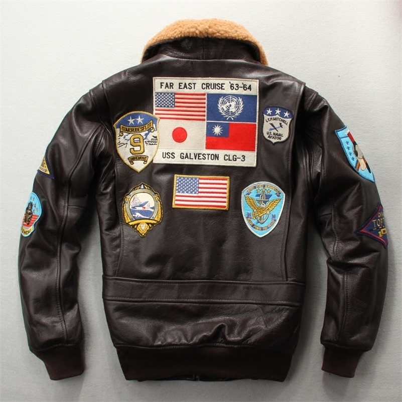 Men' G1 Pilot 100% Genuine Leather Jacket Tom Cruise Top Gun Air Force Multi-label Thick Cowhide Autumn Winter Coats 201216, Brown a
Men' G1 Pilot 100% Genuine Leather Jacket Tom Cruise Top Gun Air Force Multi-label Thick Cowhide Autumn Winter Coats 201216, Brown a
