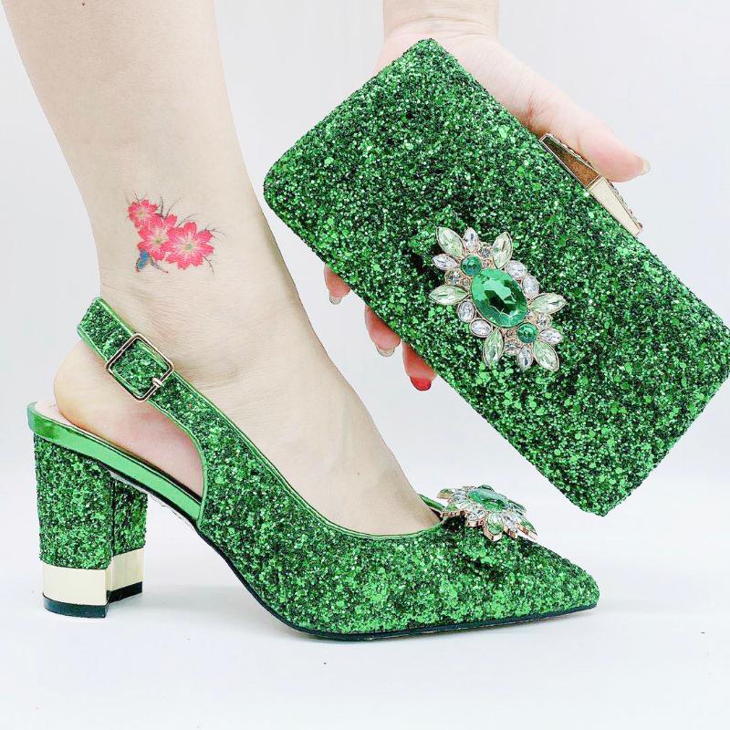 Italian Shoes and Bags to Match Shoes with Bag Set Decorated with Rhinestone Nigerian Women Wedding Set Wedding Party Bag, 073-6green
Italian Shoes and Bags to Match Shoes with Bag Set Decorated with Rhinestone Nigerian Women Wedding Set Wedding Party Bag, 073-6green