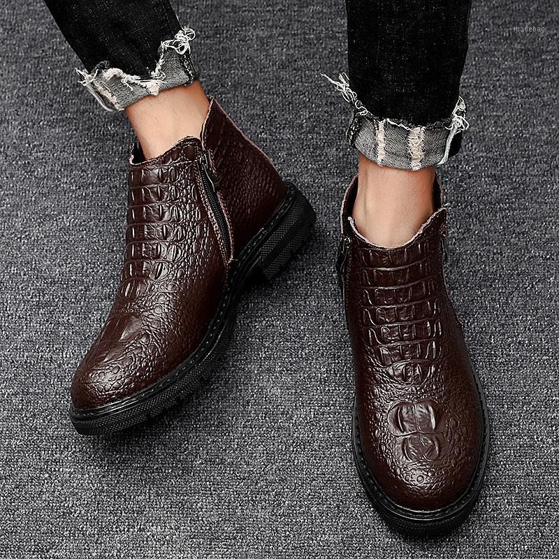 High Quality Leather Business Men's Boots Autumn Winter Warm Fur Snow Boots Crocodile Pattern Men Ankle Men's Shoes 38-461, Black
High Quality Leather Business Men's Boots Autumn Winter Warm Fur Snow Boots Crocodile Pattern Men Ankle Men's Shoes 38-461, Black