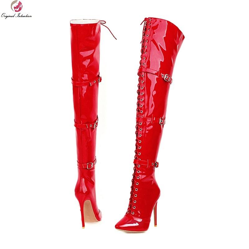 Sexy PU Leather Over The Knee Boots Women Pointed Toe Metal Decoration Bandage Stiletto Heels Long Boots Fetish Shoes Plus Size, Ef8839 red boots
Sexy PU Leather Over The Knee Boots Women Pointed Toe Metal Decoration Bandage Stiletto Heels Long Boots Fetish Shoes Plus Size, Ef8839 red boots