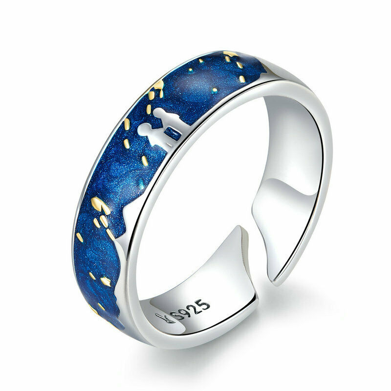 Fashion Blue Enamel Adjustable Wide Band Ring Meteoric Shower European Women 925 Sterling Silver
Fashion Blue Enamel Adjustable Wide Band Ring Meteoric Shower European Women 925 Sterling Silver