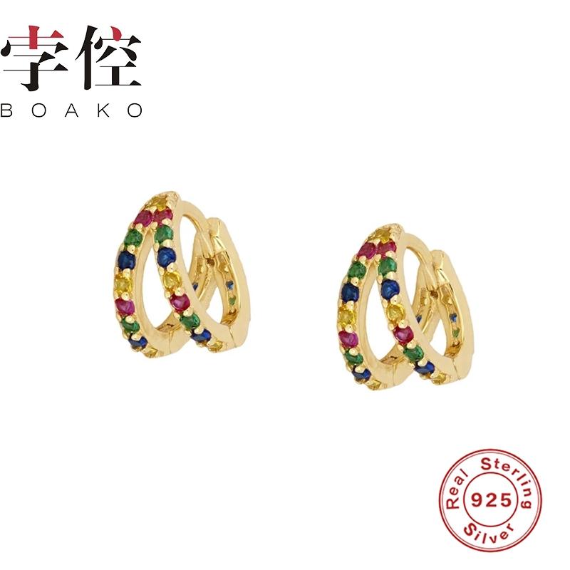 BOAKO Double Color Diamond Earrings Hoops 925 Sterling Silver Earrings For Women Zircon Earring Silver Jewelry Brincos
BOAKO Double Color Diamond Earrings Hoops 925 Sterling Silver Earrings For Women Zircon Earring Silver Jewelry Brincos