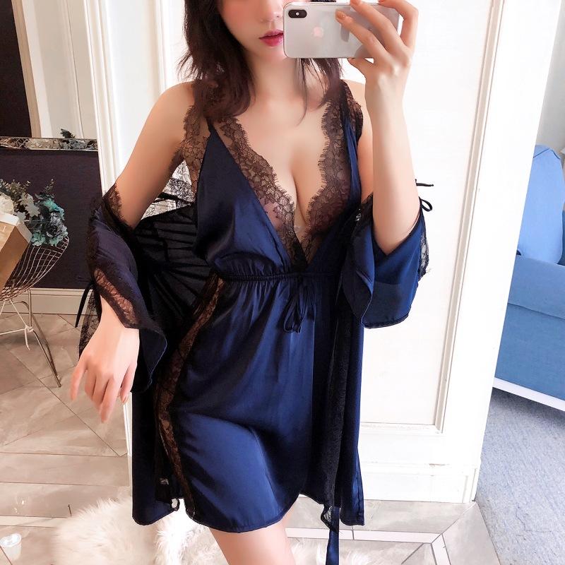 Spring And Summer Sexy Halter Contrast Color Suspender Nightdress Ladies Nightgown Two-piece Lace Pajamas, Pink
Spring And Summer Sexy Halter Contrast Color Suspender Nightdress Ladies Nightgown Two-piece Lace Pajamas, Pink