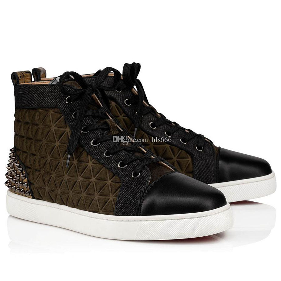 Fashion Designer Red Bottom High Top Sneakers Flat,Men Women Casual Red Sole Popular Men's Couple Skateboard Walking Spikes III fast ship, Black
Fashion Designer Red Bottom High Top Sneakers Flat,Men Women Casual Red Sole Popular Men's Couple Skateboard Walking Spikes III fast ship, Black