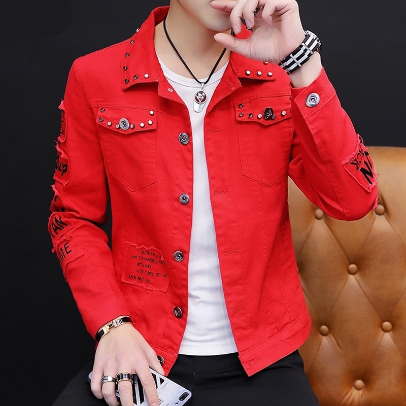 DIMUSI Men's Denim Jackets Fashion Male Nightclub Hip Hop Rivet Denim Coats Men Slim Outwear Ripped Cowboy Jean Jackets Clothing 201118