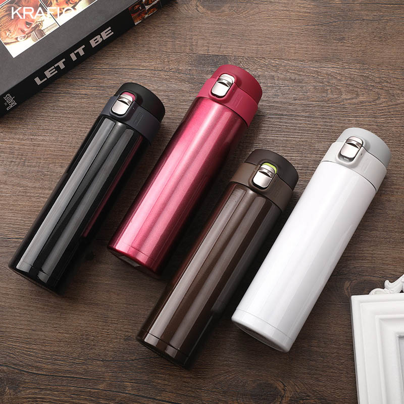wholesale 500ml factory price Portable Thermos Mug with bounce lid Printable logo Seal Stainless Steel Vacuum Flasks vacuum cup For Car Water Bottles