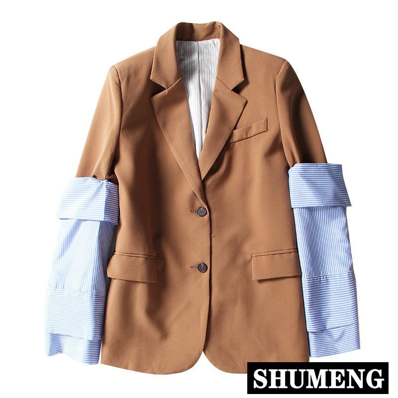 2021 New Spring and Fall Notched Removable Long Sleeve Blue Striped Stitching Hit Color Jacket Women Suit Coat Fashion Outfits, Dress
2021 New Spring and Fall Notched Removable Long Sleeve Blue Striped Stitching Hit Color Jacket Women Suit Coat Fashion Outfits, Dress