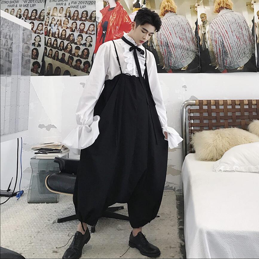 2020 New Thin Designer Back with Off-leg Wide Suspender Mark Men's Hairstylist Clothes Nine Points Bib Pants Xxbj, Black
2020 New Thin Designer Back with Off-leg Wide Suspender Mark Men's Hairstylist Clothes Nine Points Bib Pants Xxbj, Black