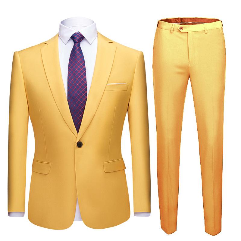 Men Suits Slim Fit Business Uniform Office Suit Wedding Groom Party 2-Piece Jacket Pants Notch Lapel Single Button Formal Casual C1007