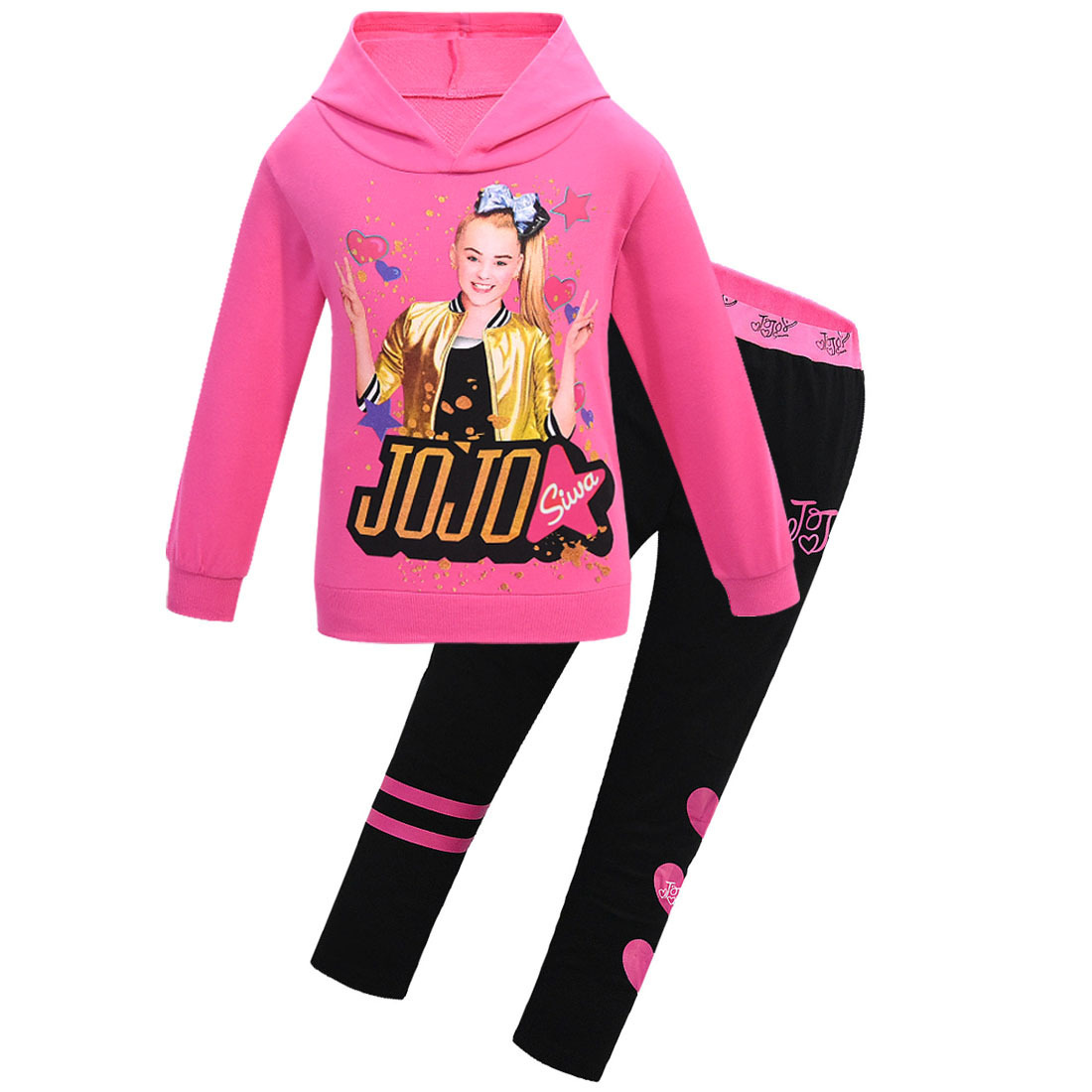 Girls JOJO Siwa Baby Kids Sets Winter Clothes T-shirt+pants 2pcs Long Sleeve Zipper Set Spring Hoodies Teen Girls Xmas OutfitsX1019