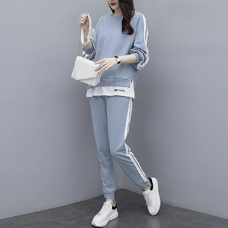 Plus size women's costumes new women's bikes sportswear casual suit women autumn and winter loose two-piece set women 201028