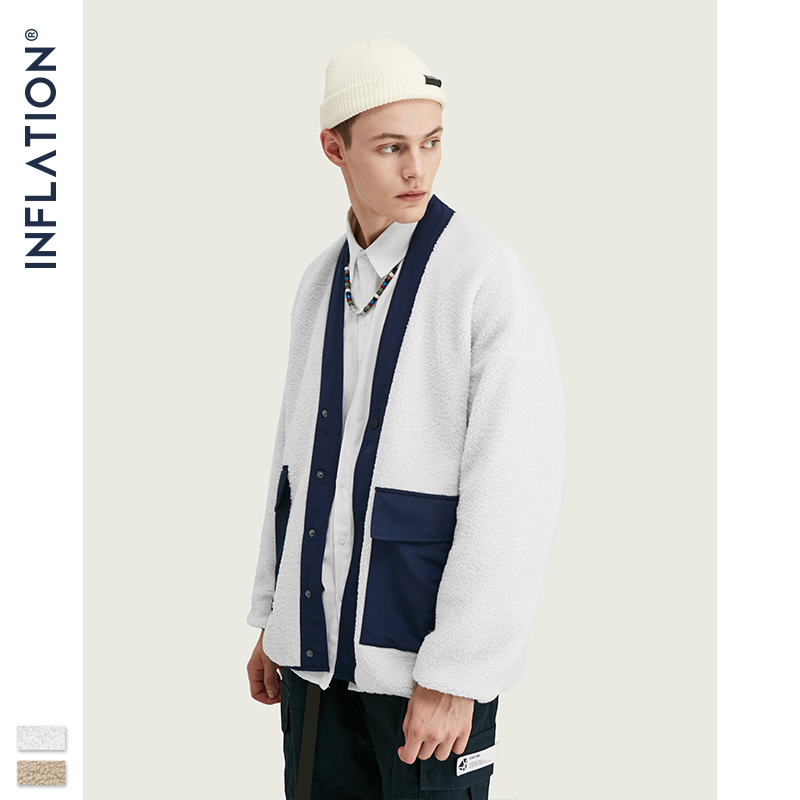 INFLATION Polar Fleece Men Winter Jacket Thick Men Coat 2019 Street Loose Fit Polar Fleece Men Jacket chaqueta hombre 9737W T200502