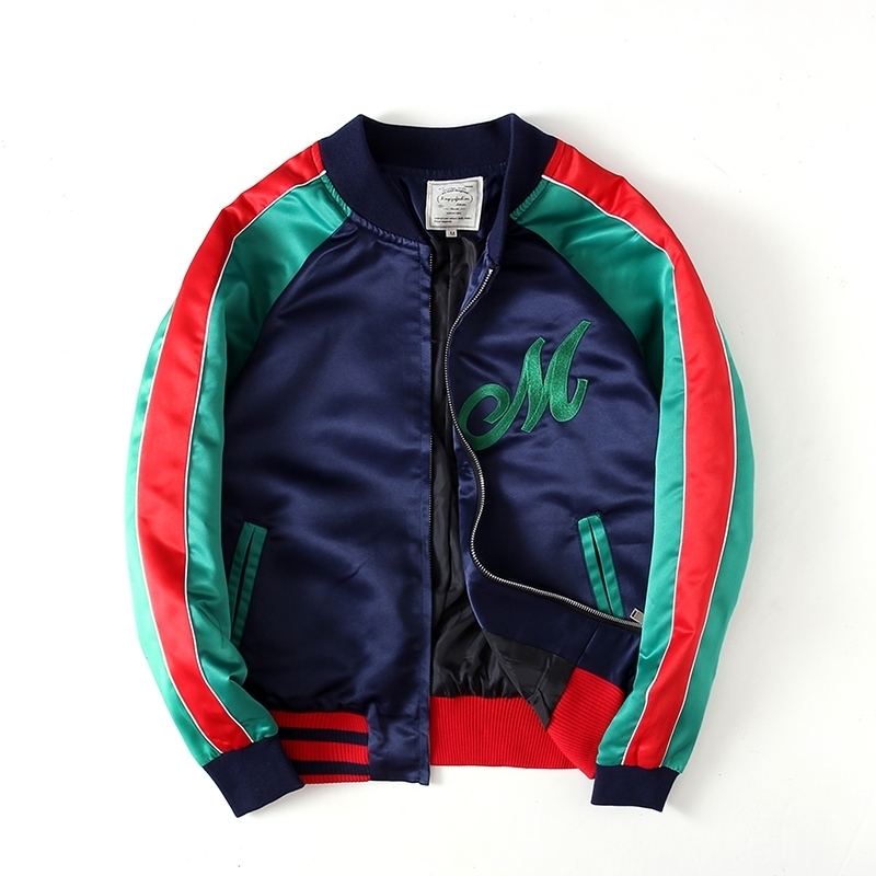 Japanese Style Tiger Embroidery Jacket Men Women Fashion Vintage Baseball Stripe Bomber Jackets 201130