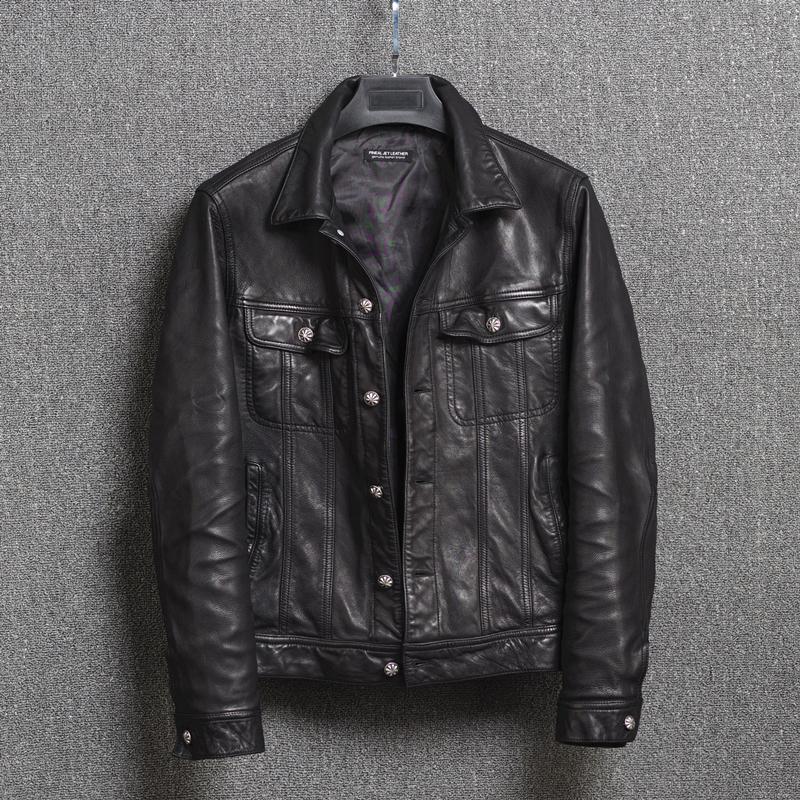 Men's Jacket Real Sheepskin Coat Vintage Genuine Spring Autumn Slim Fit Motorcycle Leather Jackets 16M-8 KJ2303, Black
Men's Jacket Real Sheepskin Coat Vintage Genuine Spring Autumn Slim Fit Motorcycle Leather Jackets 16M-8 KJ2303, Black