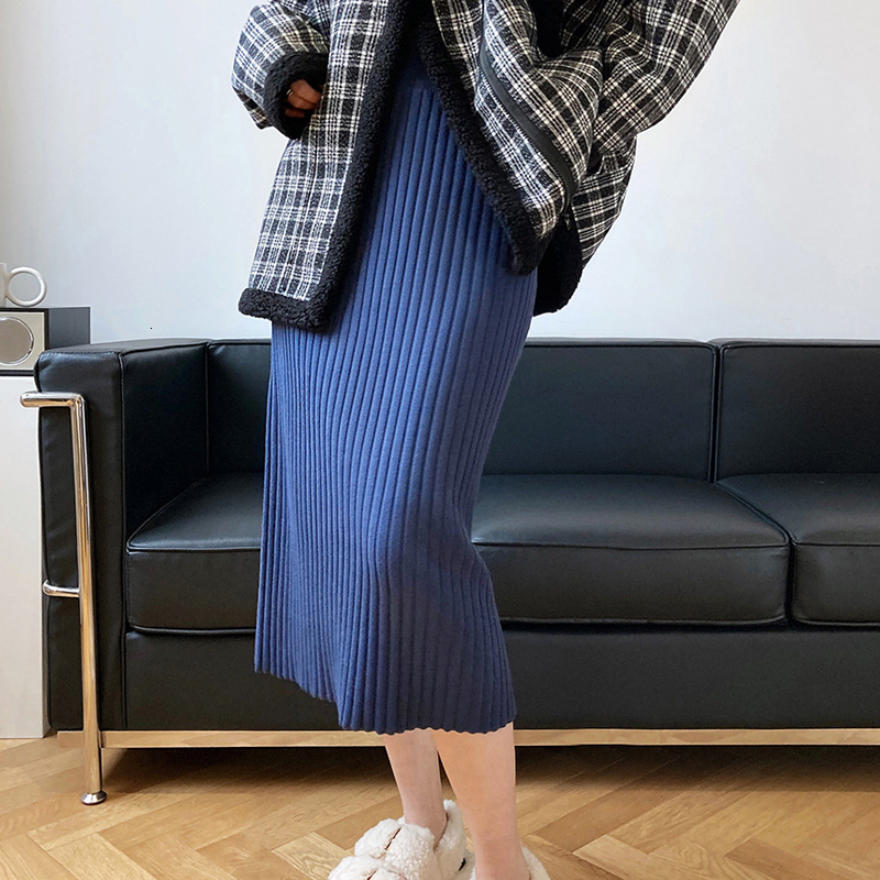 New 2021 Spring A-line Pleated Knitted High Waist Long Skirt Femme Elegant Jupe Saia Women Blue Skirts Ji2f, Khaki 
New 2021 Spring A-line Pleated Knitted High Waist Long Skirt Femme Elegant Jupe Saia Women Blue Skirts Ji2f, Khaki