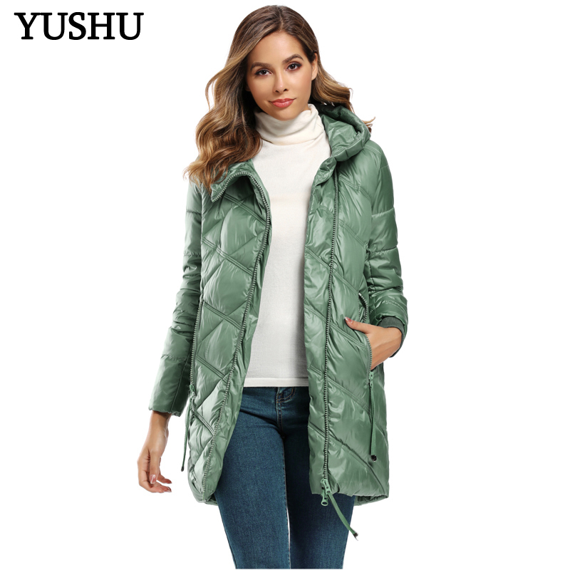 YUSHU Winter Jacket Women StandUp Collar Cotton Padded Winter Coat Women Warm Curve Zipper Parka Women Jacket Manteau Femme 200928