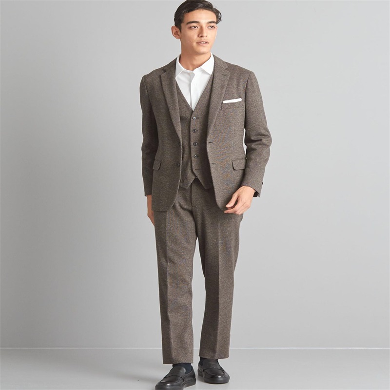 Winter Handsome Men Suits Thick Notch Lapel High Quality Regular 3 Piece Two Button Blend Vintage Tailored Fit