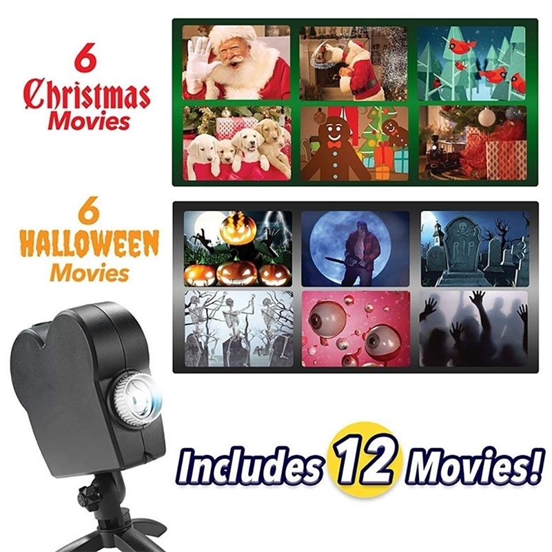 Holographic 12 Movies Halloween Party Christmas Santa Claus Projection Lamp Window Movie Projector Y201015
Holographic 12 Movies Halloween Party Christmas Santa Claus Projection Lamp Window Movie Projector Y201015
