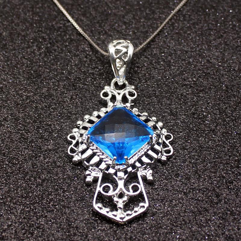 Gallant Design Shiny Blue Topaz925 Sterling Silver Color Charms Pendant Chain Necklace 20 Inch
Gallant Design Shiny Blue Topaz925 Sterling Silver Color Charms Pendant Chain Necklace 20 Inch