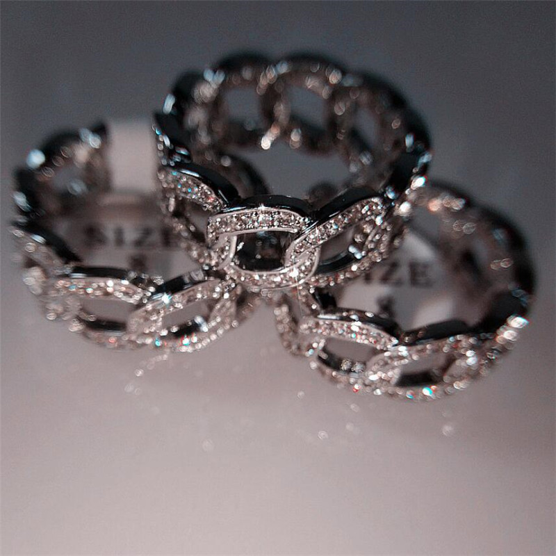 Sier Hip Hop Ring: Pave White Sapphire CZ Dia Wedding Band