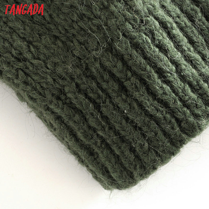 Tangada korea chic women color block sweater vintage ladies oversized soft knitted jumper tops 3H230 201017