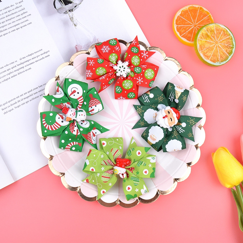 Christmas Hair Bows Baby Hair Clips Girls Party Barrettes Xmas Tree Santa Claus Hairpins Boutique Children Hair Accessories M3003