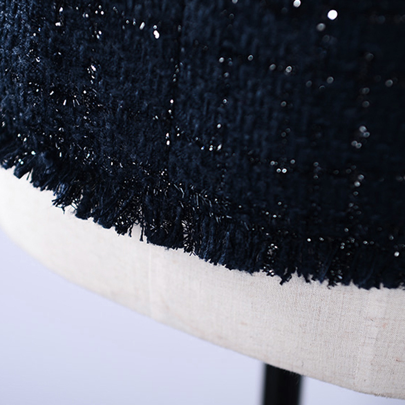 Navy blue tweed jacket spring / autumn /winter women's jacket coat classic ladies wild ladies bright wire braided tweed jacket 201127