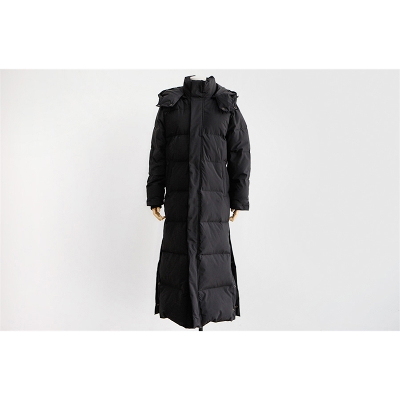 Women Hooded warm puffer zipper down jacket black navy blue Long thick section large size winter coat womens 201029