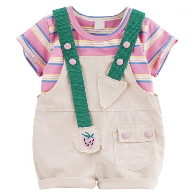 Two-pie Summer Baby Cartoon T-shirt Children's Suit Male And Female Baby Striped Short-sleeved T-shirt + Strawberry Strap Shorts1, White
Two-pie Summer Baby Cartoon T-shirt Children's Suit Male And Female Baby Striped Short-sleeved T-shirt + Strawberry Strap Shorts1, White