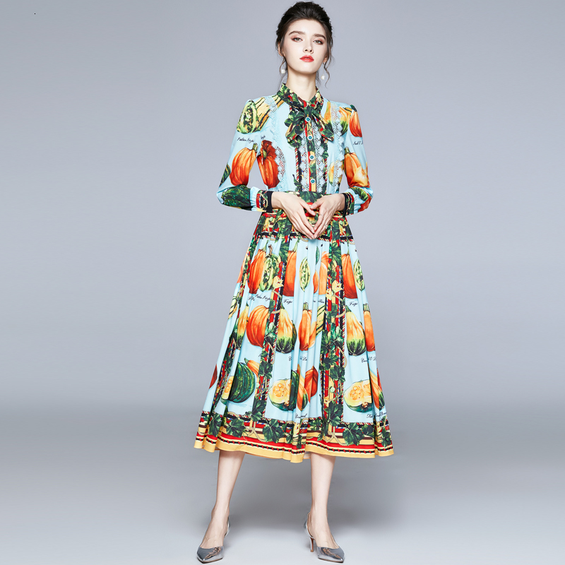 2021 New Merchall Fashion Autumn Runway Lace Patchwork Holiday Famale Bow Neck Fruit Vegetable Pumpkin Print Beading Pleated Lhbz, Design and color
2021 New Merchall Fashion Autumn Runway Lace Patchwork Holiday Famale Bow Neck Fruit Vegetable Pumpkin Print Beading Pleated Lhbz, Design and color