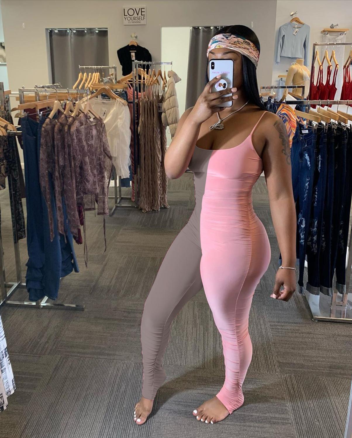 Tmustobe Women's Two-Color casual Stitching Pleated Suspenders Jumpsuit Sexy Stacked Spaghetti Strap Party Club Overalls Female T200704, Orange
Tmustobe Women's Two-Color casual Stitching Pleated Suspenders Jumpsuit Sexy Stacked Spaghetti Strap Party Club Overalls Female T200704, Orange