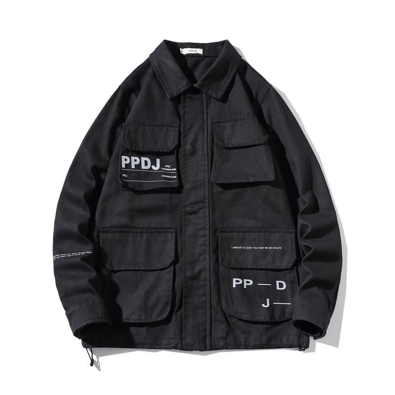 Dropshipping Men Japanese Streetwear MultiPocket Cargo Jacket 2020 Autumn Mens Cotton Jacket Casual Overalls Male Jacket T200502