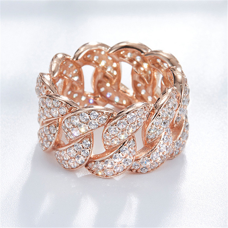 Sterg Sier Rose Gold CZ Dia Party Ring | White Sapphire Wedding Band